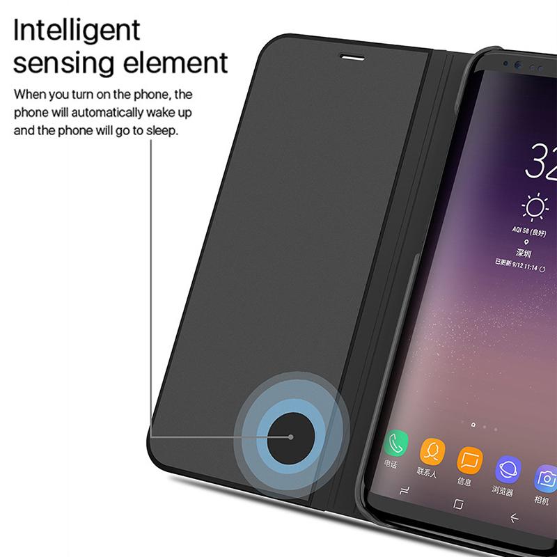 Умный зеркальный чехол для телефона с защитой от падения, магнитный флип из искусственной кожи для Samsung Huawei Honor Xiaomi Redmi iPhone OnePlus