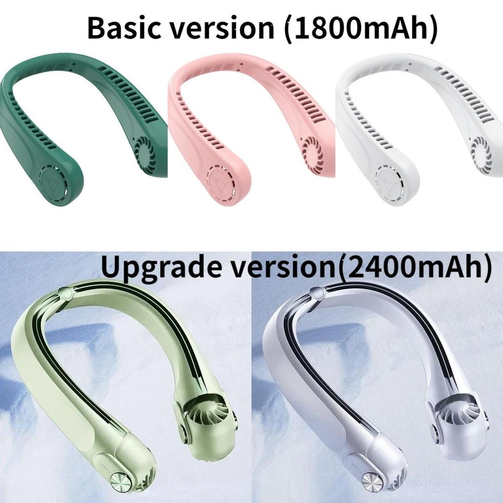 1800/2400 мАч Мини-безлистные вентиляторы с большой шеей Турбина Большой ветер USB-зарядка Складной портативный регулируемый подвесной