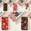 Узор 'Цветок граната' Для iPhone 17,16,15,14,13,12,11,Pro,Max,Plus,E,SE4,Air,Mini Черный Мягкий Чехол для Телефона
