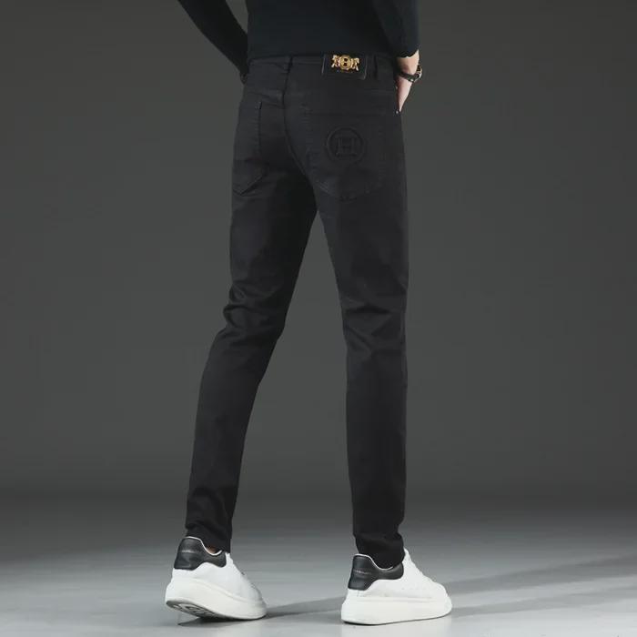 Высококачественные облегающие черные джинсы с 3D-печатью для мужчин - эластичные, универсальные брюки прямого покроя