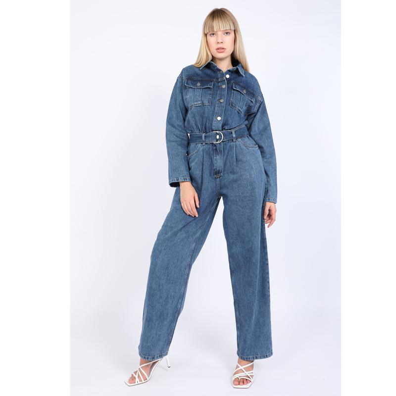 Women's Oversize Jean Jumpsuit Dark Blue