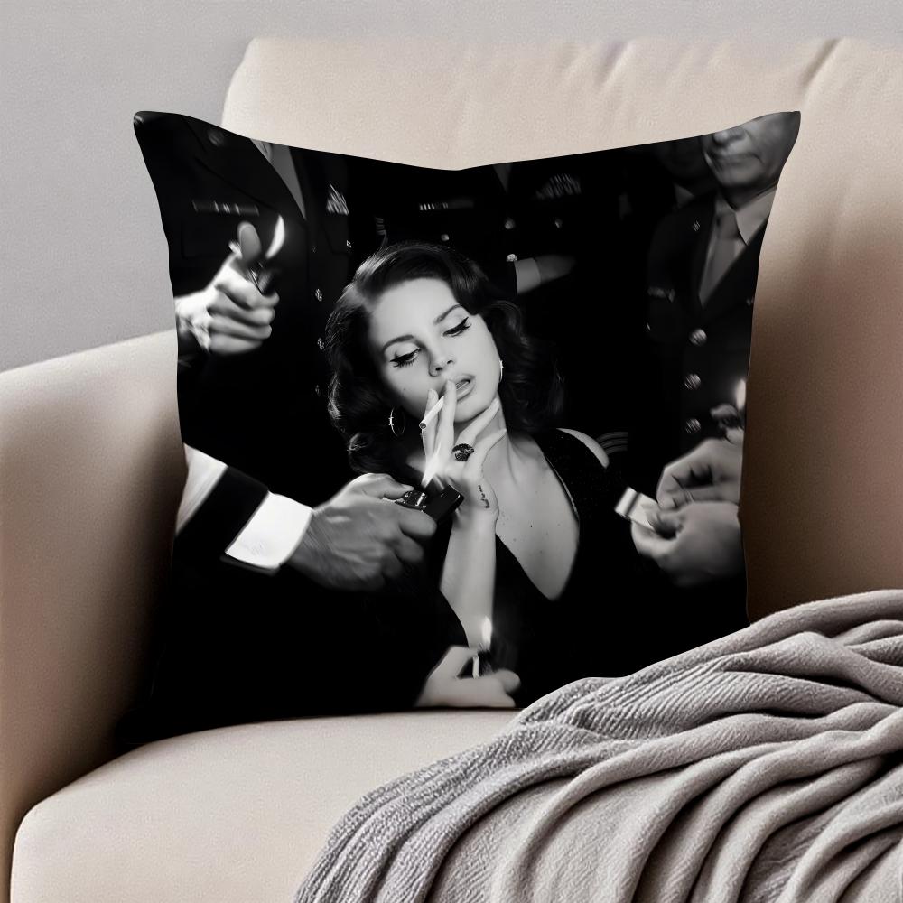 LLana Del Rey Cushion Cover Pillowcase Antidustmite Invisible Zipper Short Plush Sofa Cushion