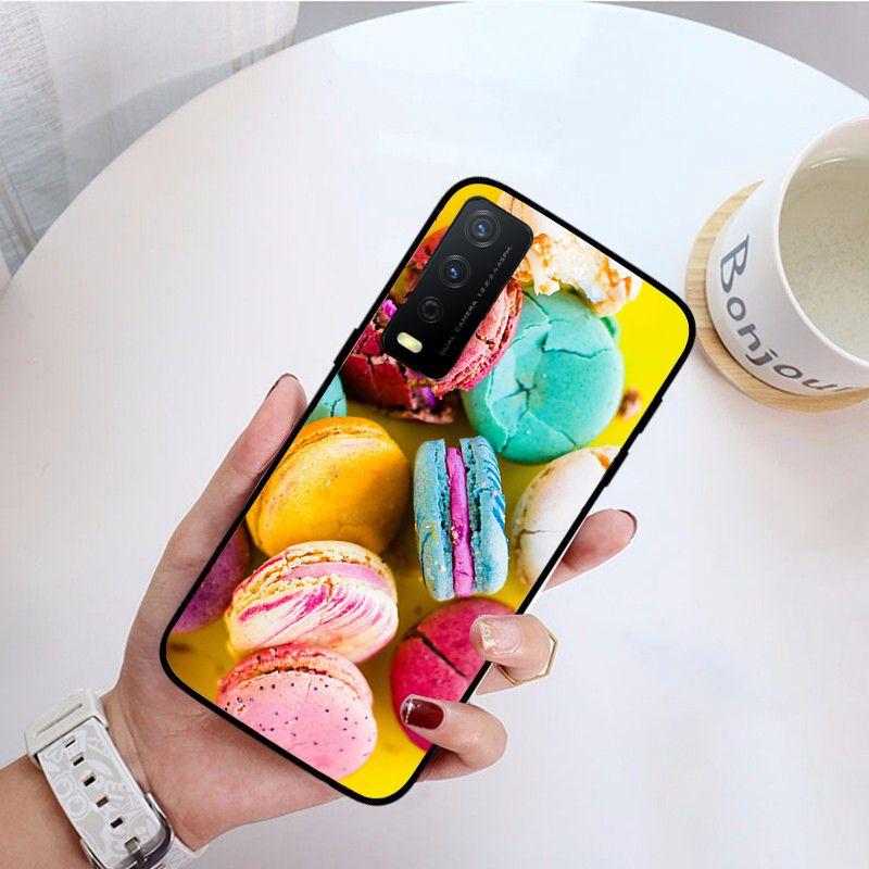 Чехол для телефона Funda Dessert macarons для vivo Y31 Y30 Y33S Y11S Y12S Y17 Y20 Y20S Y21S Y1S Y53S Y15 Y19 Y91C V23 5G, чехлы