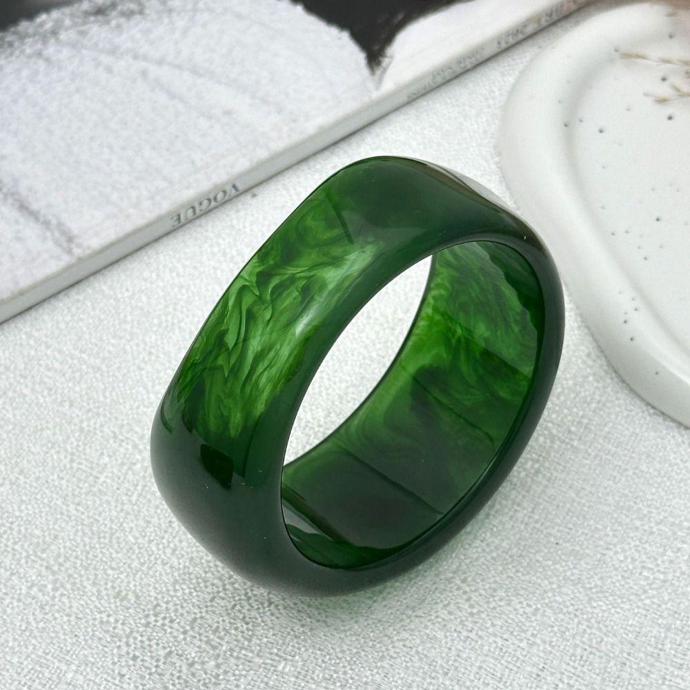 Green Resin Bracelets Irregular Women Bangles Vintage Chunky Bangles Gifts