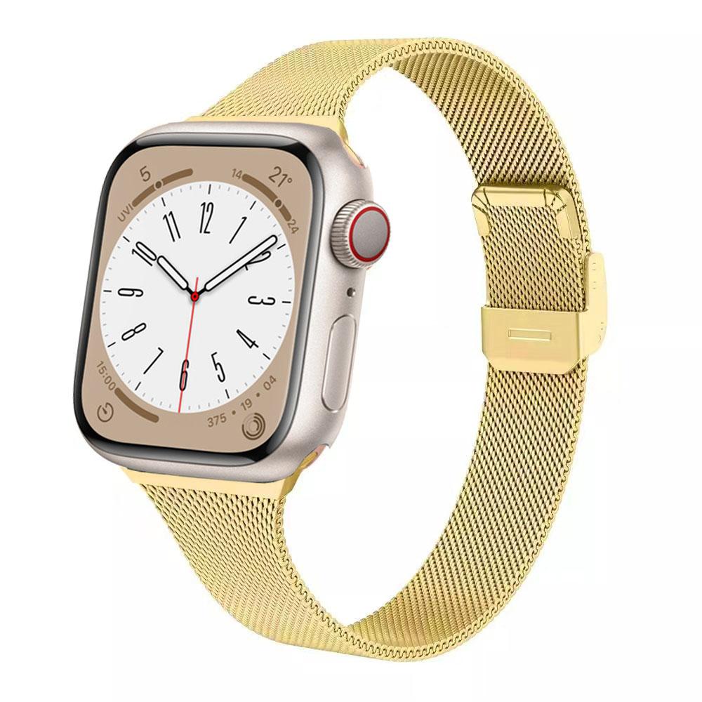 Тонкий миланский ремешок для Apple Watch Band 11 10 9 8 7 46мм 42мм 45мм 41мм Ultra 3/2 49мм Металлический браслет iWatch 6 5 4 SE 44мм 40мм