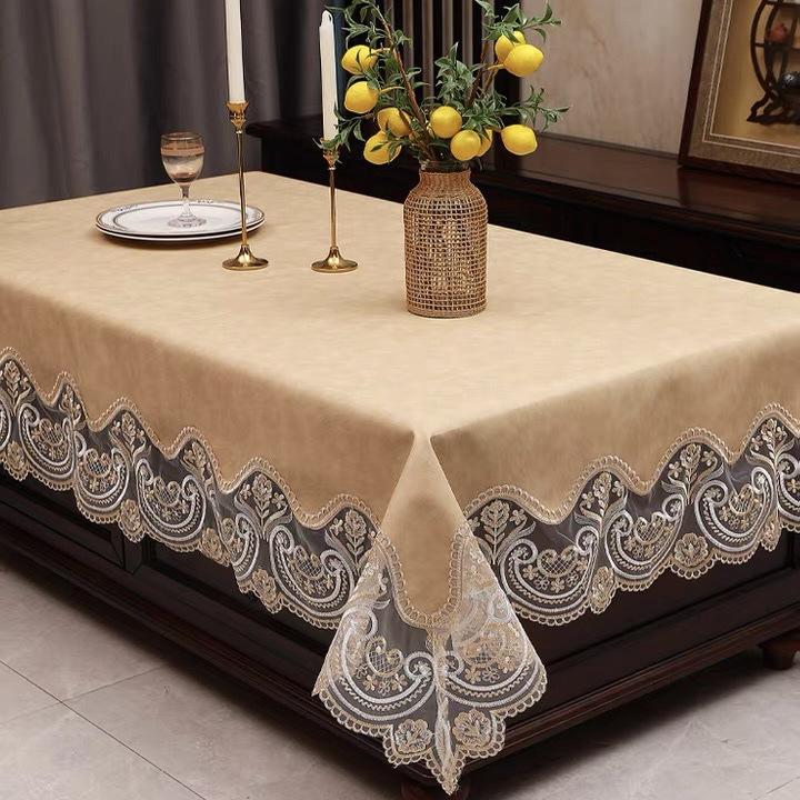Новая скатерть из искусственной кожи, водонепроницаемая и маслостойкая, несмываемая, бытовая, обеденная, европейская, кружевная, журнальный столик