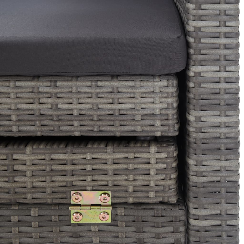 Extendable 3 Seater Sofa Bed with Canopy Poly Rattan Grey