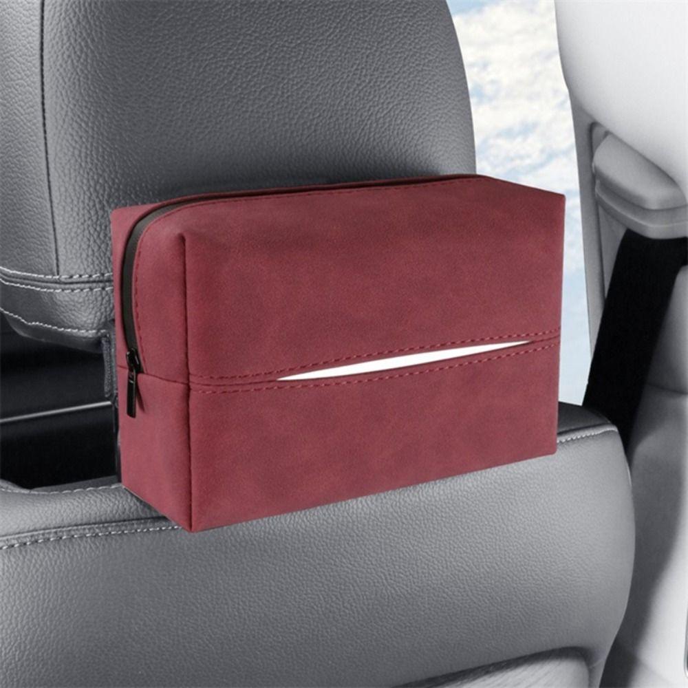 Wear-resistant Car Tissue Box Nappa Leather Paper Towel Organizer Car Seat Head Back
