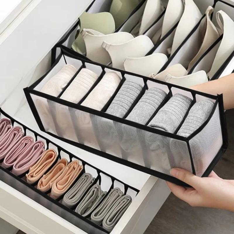 1pc Closet Organizer For Bra Socks Home Separated Underwear Storage Box 6/7/11 Grids Jeans Organizer Foldable Drawer Organizer