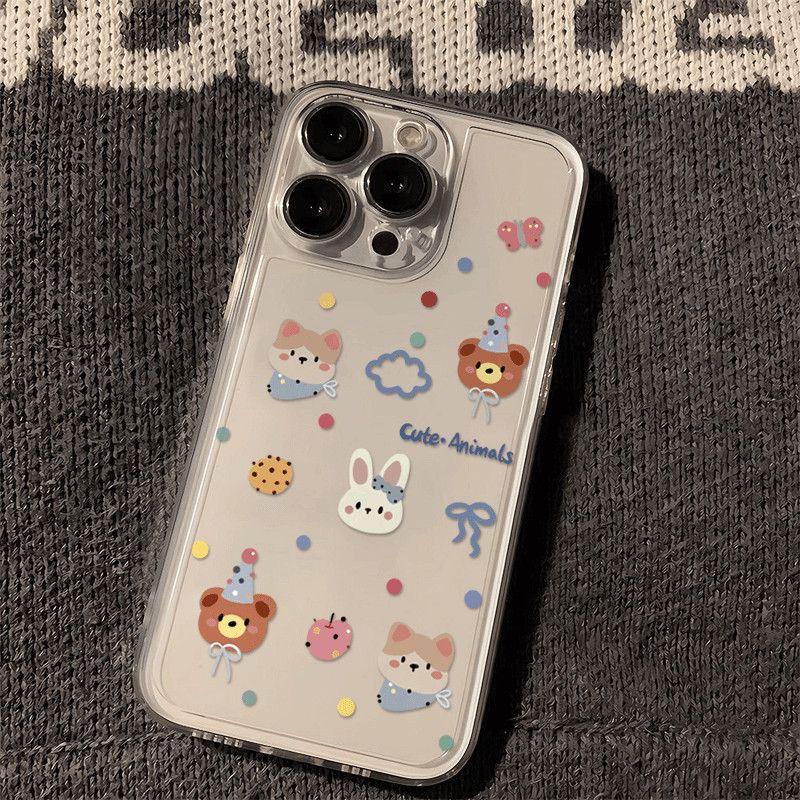 Прозрачный чехол для телефона Little Bear Rabbit для iPhone 17 Pro, 16, 15, 13 Pro Max, 12, 11