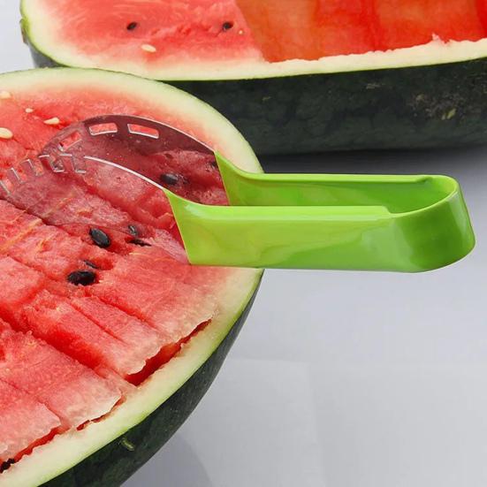 2 In 1 Watermelon Cutter Stainless Steel Effortless Fork Slicer Tool Dual Head Fruit Slicing Tool for Home Kitchen Gadget