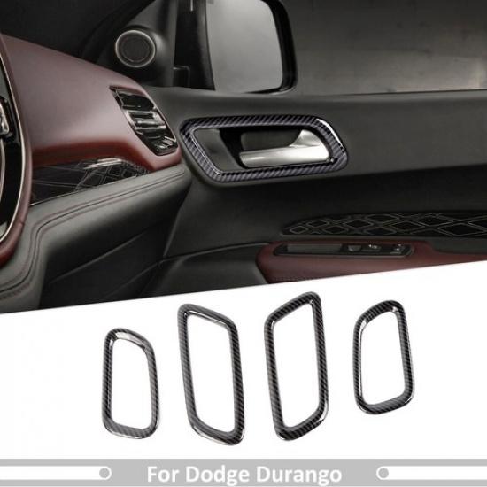 4x Carbon Fiber Door Handle Bowl Cover Trim For Dodge Durango + Accessories