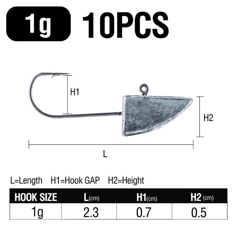 10 шт. 0,5 г 1 г 1,5 г 2 г 3 г 5 г 7 г 10 г Крючки с треугольной головкой для мягких червей Приманки Рыбалка на спиннинг Головные крючки для джиггинга Монтажи