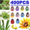 400/200/100PCS Micro Landscape Decoration Wooden Bee Ladybug Figurine Self-Adhesive Stickers Home Garden Beetle Miniature Bonsai Flower Decor