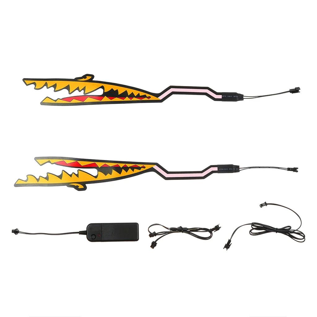 2 в 1 2 шт. светодиодная полоса для мотоциклетного шлема в стиле акулы, светящаяся ночью модифицированная наклейка