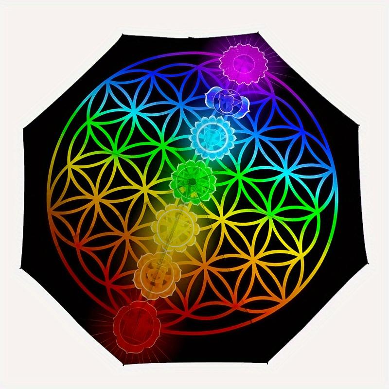 Chakra Balance Mandala Wall Art: Vibrant Energy Healing Design for Home DecorUmbrella, Portable 3-Fold Compact Umbrella,Christmas Gift ES624
