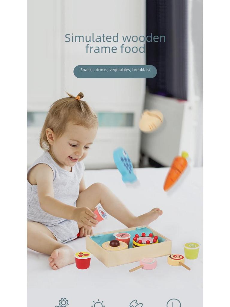 Wooden Pretend Kitchen Toy Set with Cutting Fruits & Vegetables