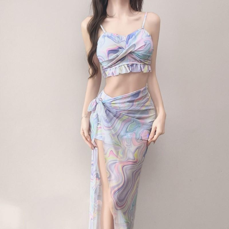 Split Swimsuit Women's Bikini Three-piece Seaside Vacation Conservative Belly Cover Slimming Hot