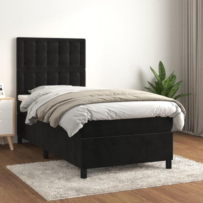 3143243 vidaXL Divan Bed with Mattress Black 90x200 Cm Velvet