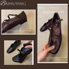 Туфли-балетки Женские Ретро Подошва Кожа Балет 2025 Весенний Тренд Платье Элегантная Обувь Повседневная Неглубокая Комфорт