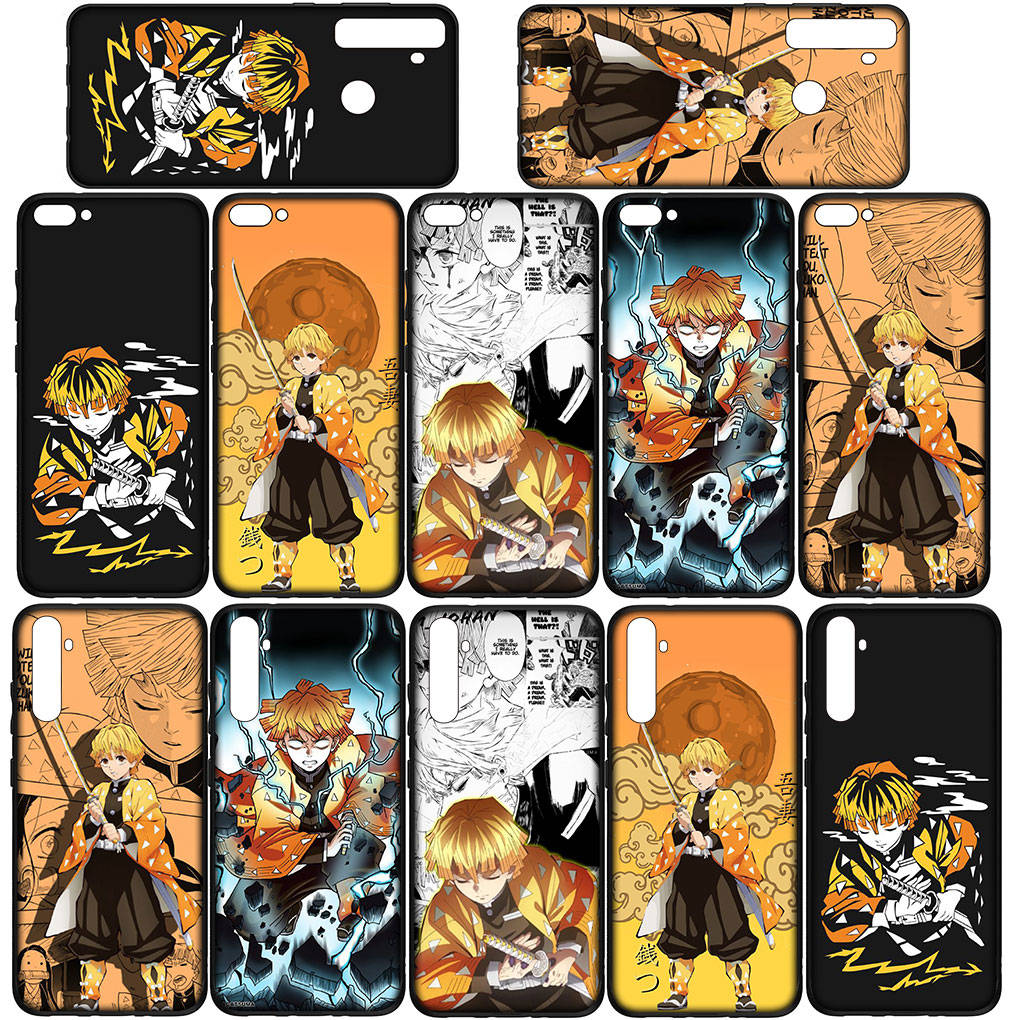 Чехол для Samsung Galaxy S25 S24 S23 iPhone 16 15 Xiaomi Redmi Note 14 13 12 16E 11 Pro Max OPPO Moto Huawei Agatsuma Zenitsu Demon Slayer аниме-чехол