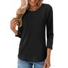 Рубашка для женщин, модная повседневная свободная однотонная футболка с рукавами реглан и круглым вырезом, рукав 3/4, женский топ