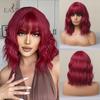 ALAN EATON Short Wavy Synthetic Wig Ginger Orange Bob Wigs With Bangs for Women Halloween Cosplay Party Natural Hair Wig Heat Resistant