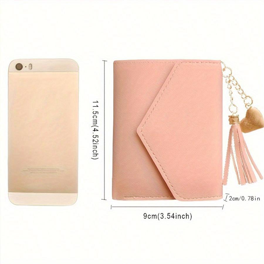 Очаровательный кошелек с кисточкой из искусственной кожи, многофункциональный кошелек, женский короткий кошелек, держатель для монет и карт, подарки на День святого Валентина для женщин, кошелек