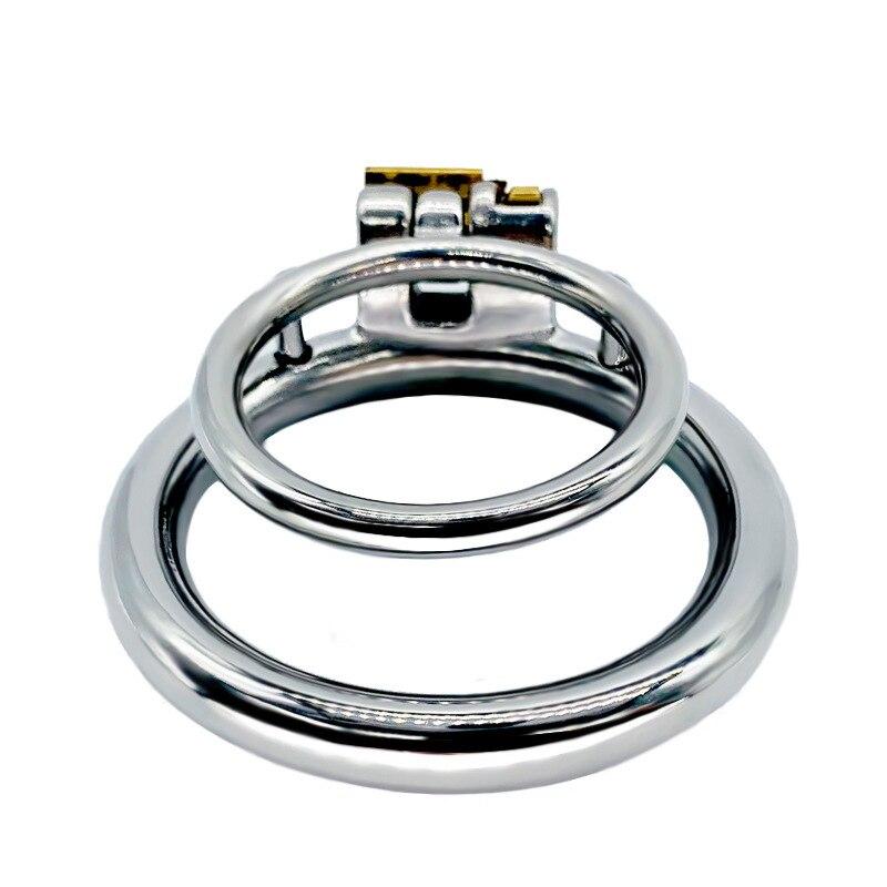 БДСМ Нержавеющая сталь Круглый замок целомудрия Клетка для пениса Кольцо для пениса Мужская секс-игрушка Рабское кольцо на член Сексуальные носилки для мячей