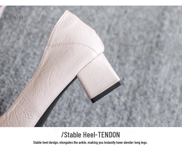 Осень 2025 Женские туфли из натуральной кожи в корейском стиле с острым носком, слипоны на массивном среднем каблуке
