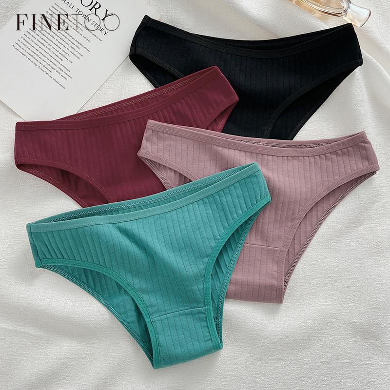 FINETOO хлопковые трусы для женщин, женские трусы M-XL, однотонное нижнее белье, модное нижнее белье для девочек