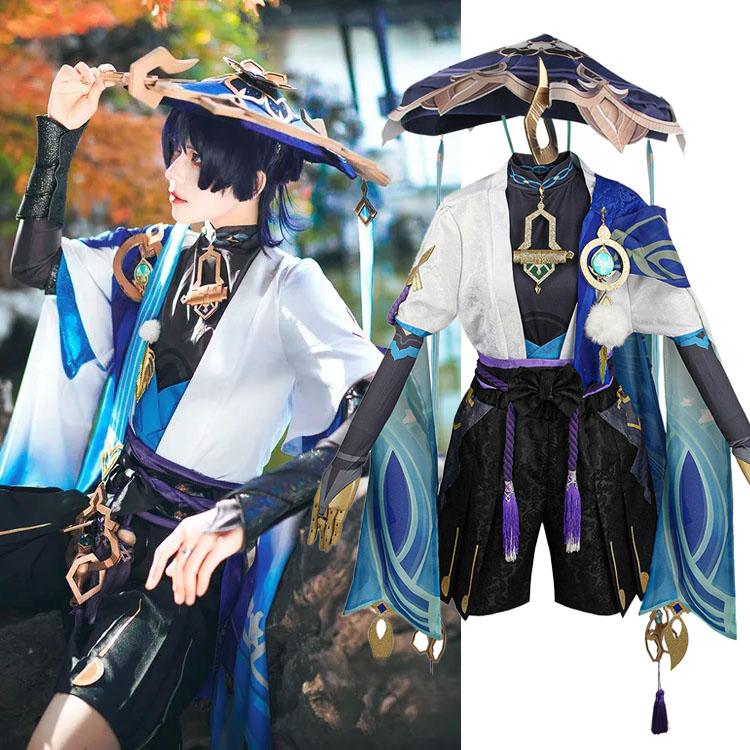 Genshin Impact Wanderer Scaramouche Косплей Костюм Балладная Шляпа Парик Униформа Куникузуши Хэллоуин Карнавальная Одежда Для Вечеринки Аниме
