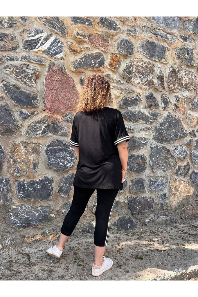 Женский стиль, большой размер, под верхнюю часть команды, полосатые колготки с v-образным вырезом и блузкой, комплект больших размеров