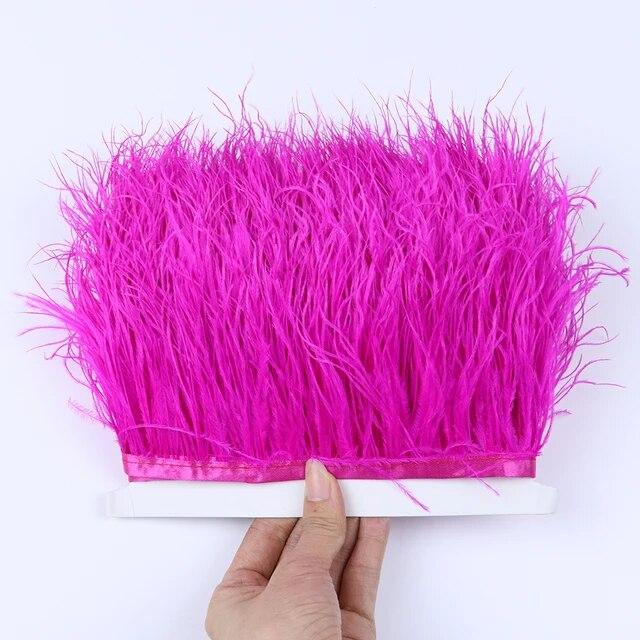 Цветная страусиная отделка 6-8 см, 1 м, 5 м, 10 м для поделок, свадебное платье, украшение одежды, лента с бахромой из перьев, отделка для шитья Flecos