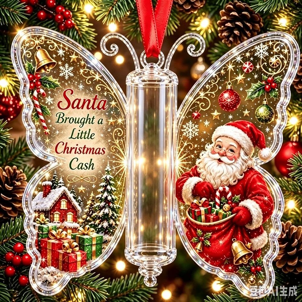 Transparent Crystal Butterfly Money Clips Christmas Tree Ornaments Christmas Celebration