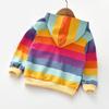 Верхняя одежда для девочек в радужную полоску, повседневная толстовка с капюшоном на молнии, толстовка с капюшоном, детские пальто, наряды, топы