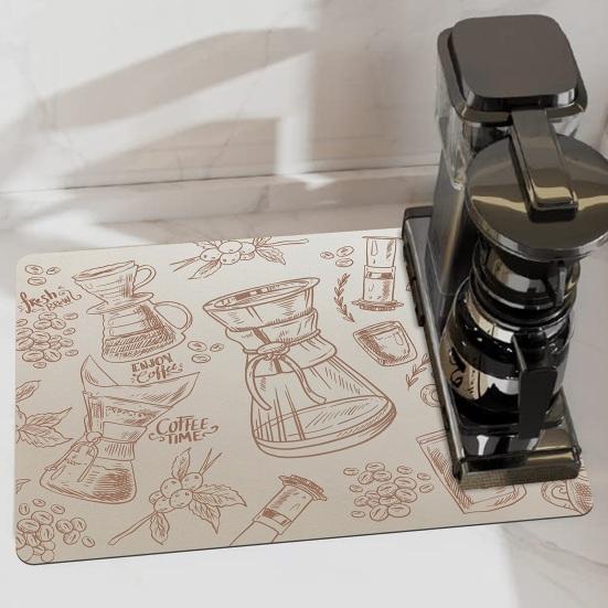 Коврик для чайника, впитывающий коврик для сушки посуды, долговечный многоцелевой нескользящий коврик для стола, домашняя кухня