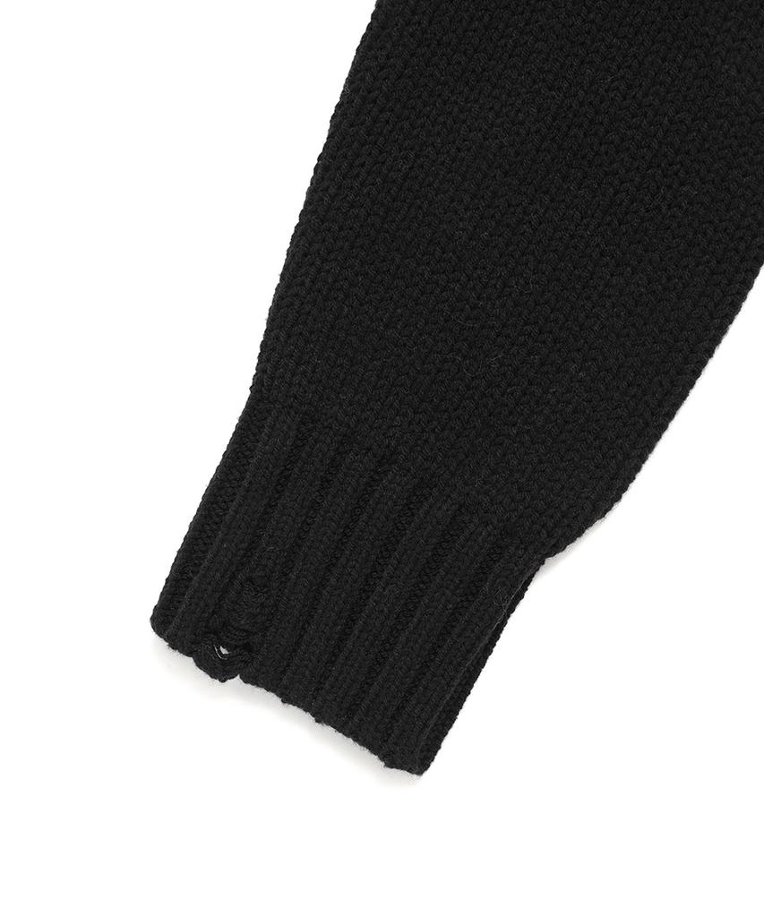 CAVISH W Damaged Star Knit Crewneck Black(Cv2Dffk601A)