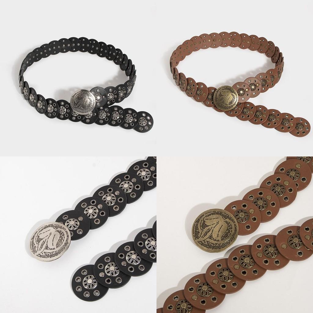 Панк-рок широкий кожаный ремень с клепаными люверсами для повседневной уличной одежды и для дам