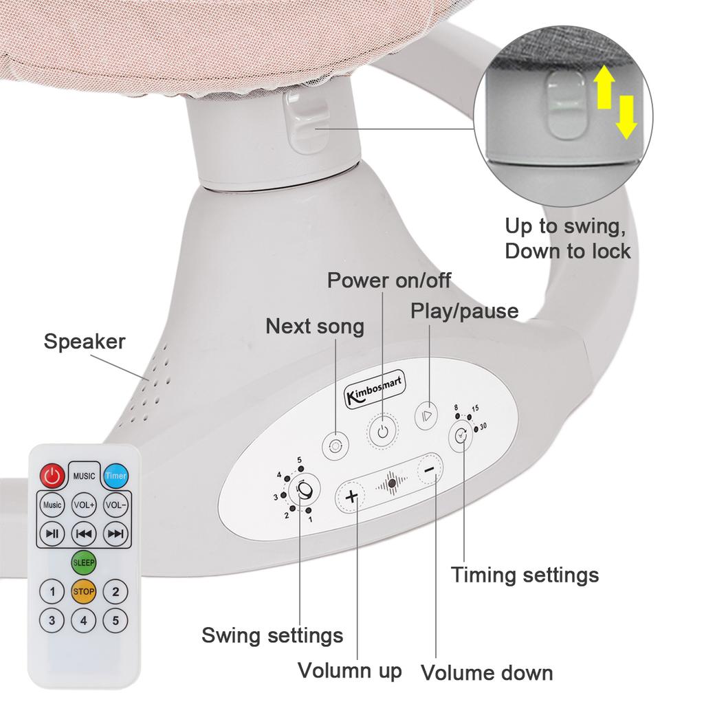 Электрические детские качели Kimbosmart, макс. 18 кг, люлька-качалка, кресло-качалка для младенцев