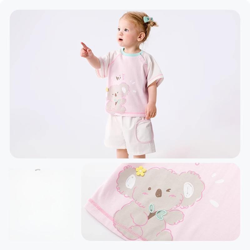 Balabala Baby Short Sleeve Set, Boys' Summer Dress, Girls' Stylish Two piece Set, 2025 New Style, Fresh and Cute