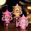 Handmade Chinese Traditional Lantern Kit Handcrafted Handheld 3D Hollow Chinese Palace Lantern with Lotus Tassel for Spring Festival Decoration