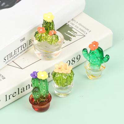 Стеклянные фигурки кактуса, украшения, мини бонсай, декор, милые миниатюрные настольные поделки