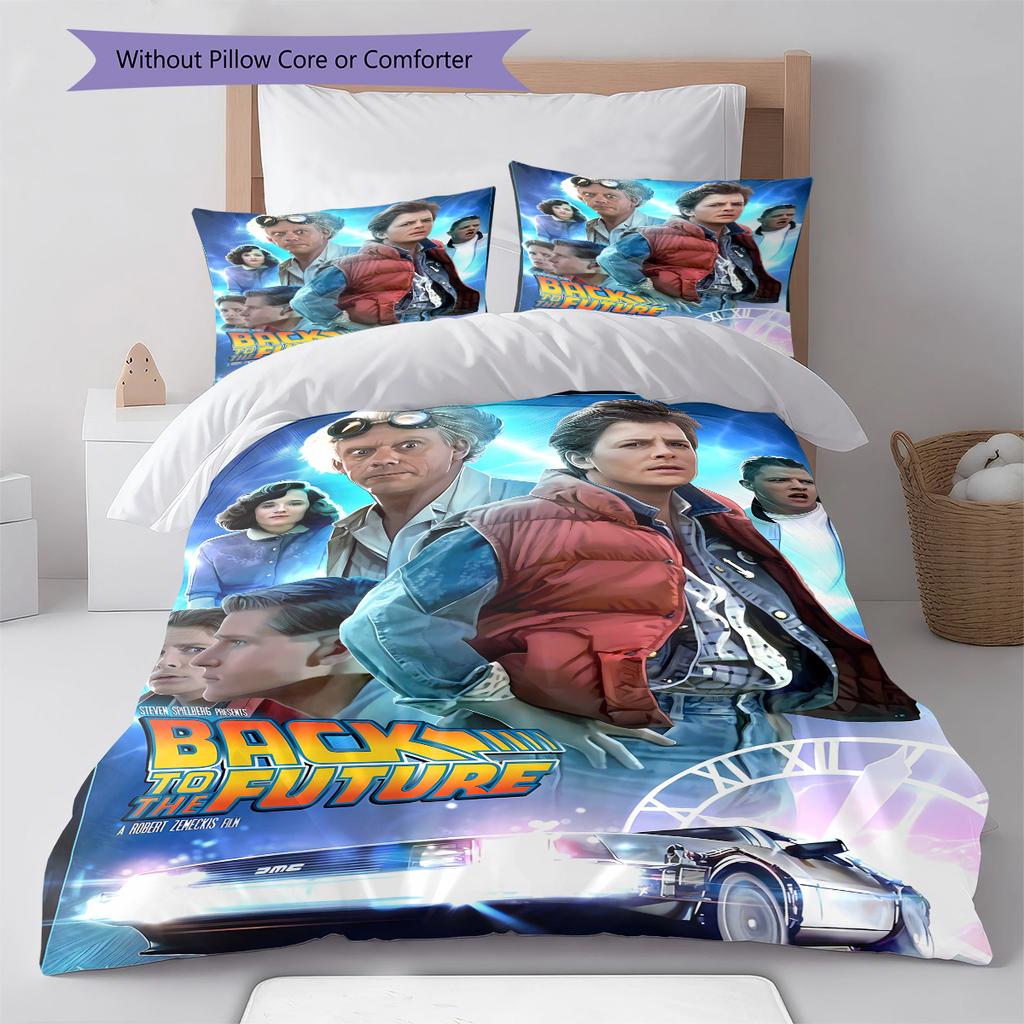 Back to Future Pattern Bedding Quilt Set Quilt Cover Pillowcase Home Decoration Gift (1 * duvet cover + 2 * pillowcase, without core)