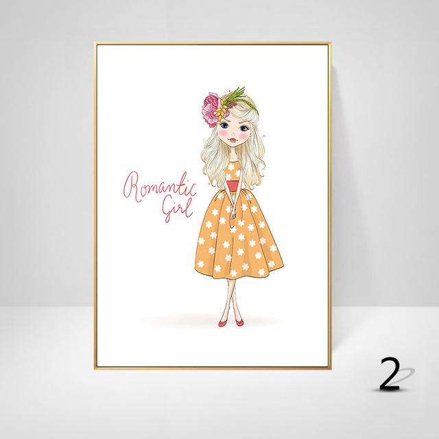 Скандинавский стиль, украшение для детской комнаты, детский сад, современный мультфильм, декоративная картина для маленькой девочки, настенное искусство, холст