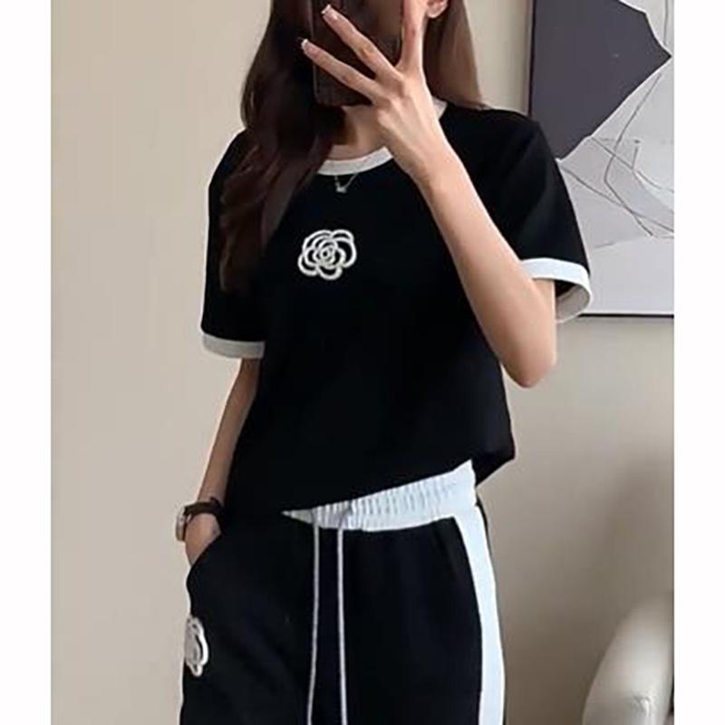 Summer Women's Sets Round Neck Short Sleeve T Shirt Pants Women Tracksuits Outfits