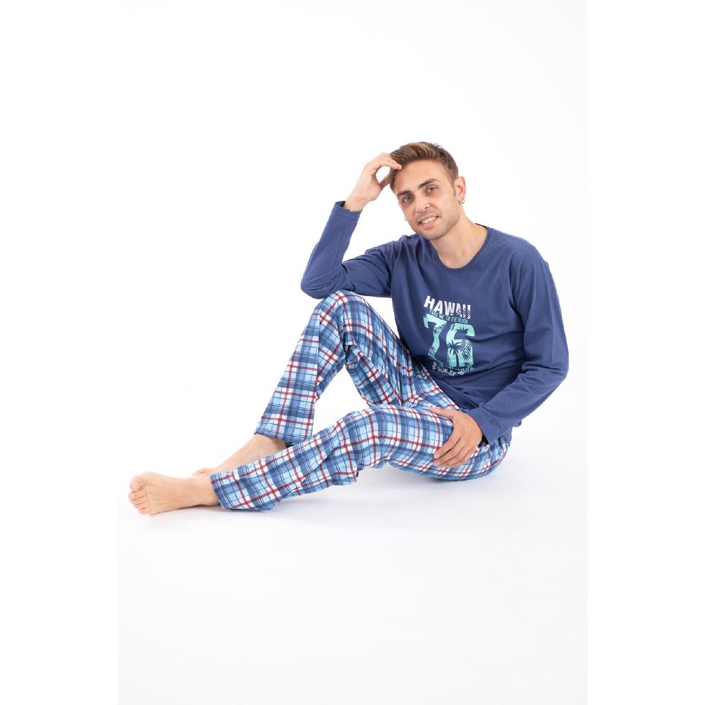 Мужской пижамный комплект с принтом и длинными рукавами 2170