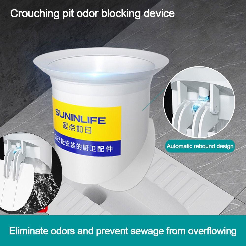 Anti-Odor Squatting Pan Anti-smell Plug white Deodorize Squatting Pit Smell Stopper Prevent Sewage Overflow Plastic