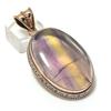 Fluorite Gemstone Copper Jewelry Pendant 2.44"