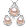 LSOOYH Shell Design Natural Freshwater Pearl Earrings Jewelry Sets CZ Cubic Zirconia Necklace Sets